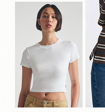 Women's Ribbed Cropped T-Shirt White