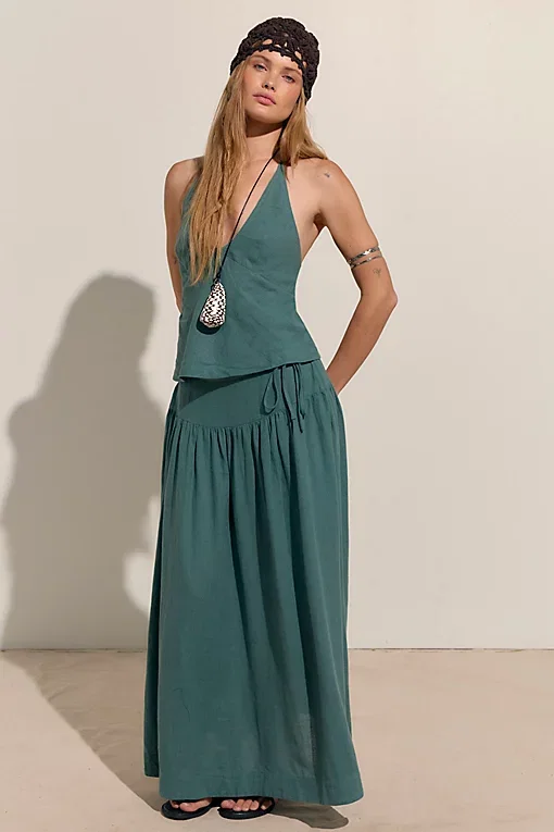 Sandshell Linen Skirt Set