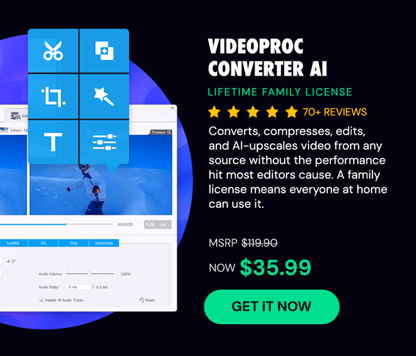 VideoProc Converter AI: Lifetime Family License (For Windows)