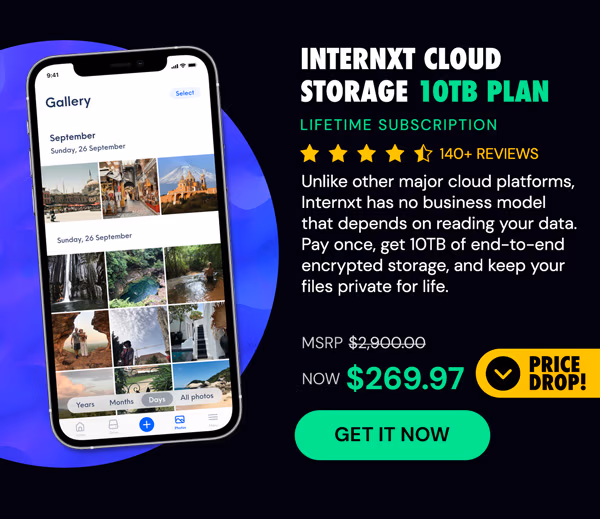 Internxt Cloud Storage Lifetime Subscription: 10TB Plan
