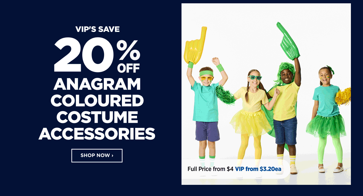 VIP 20%off Anagram Coloured Costume Accessories