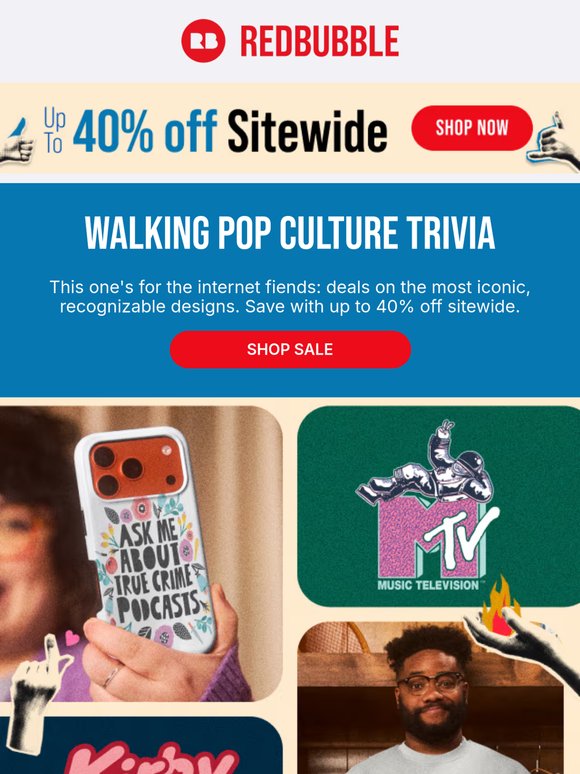 Up to 40% off Music, Gaming, Memes, and More 🎬 Deals on Pop Culture  🎧