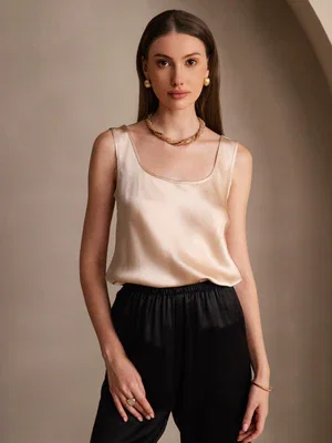 Image of Pure zijden brede bandjes camisole