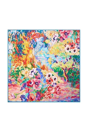 Image of Pure Silk Olieverfschilderij Vierkant Sjaal - Maat 53x53cm