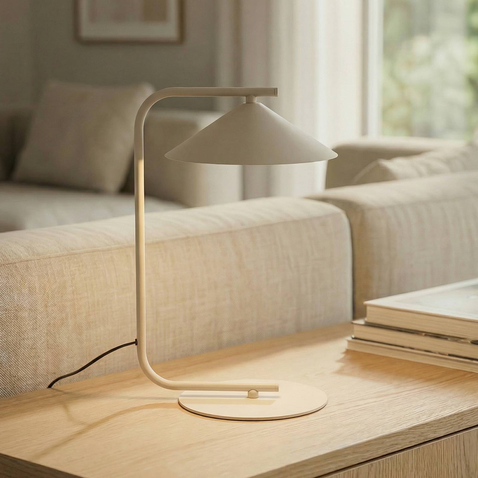 TK Lighting Lámpara de mesa Lume, color crema, metal, altura 42 cm