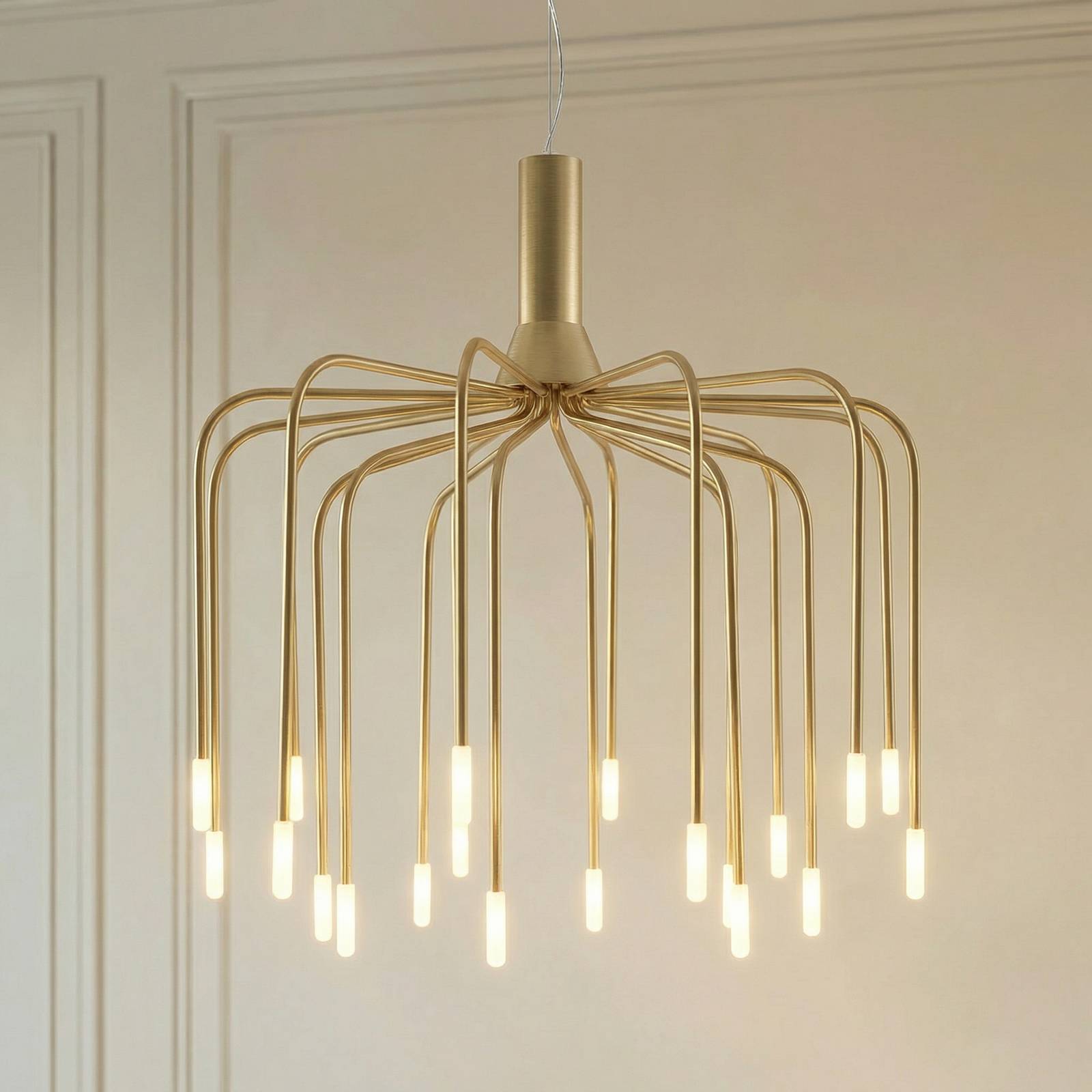 Lámpara colgante LED Ariadne de Lucande, Ø 57 cm, dorado mate, 20 lámparas.