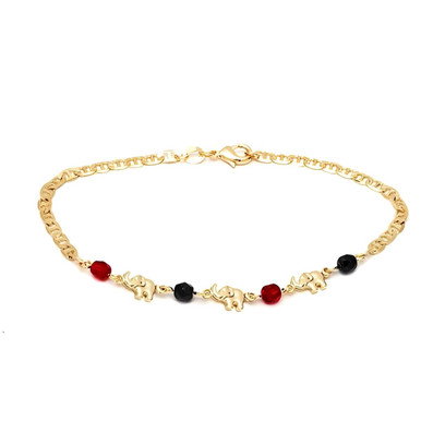 10-Inch 18K Gold Plated Mariner Jet Elephant Anklet
