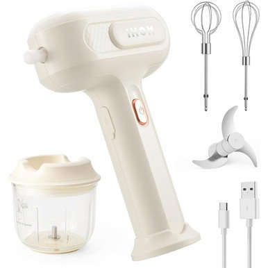 3-in-1 Electric Hand Mixer with 3 Speeds and Garlic Chopper