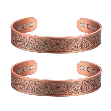Adjustable Tree of Life Magnetic Therapeutic Copper Bracelet (2-Pack)
