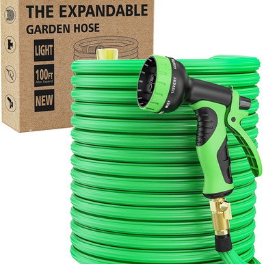 100-Foot Expandable Garden Hose with 10-Function Spray Nozzle