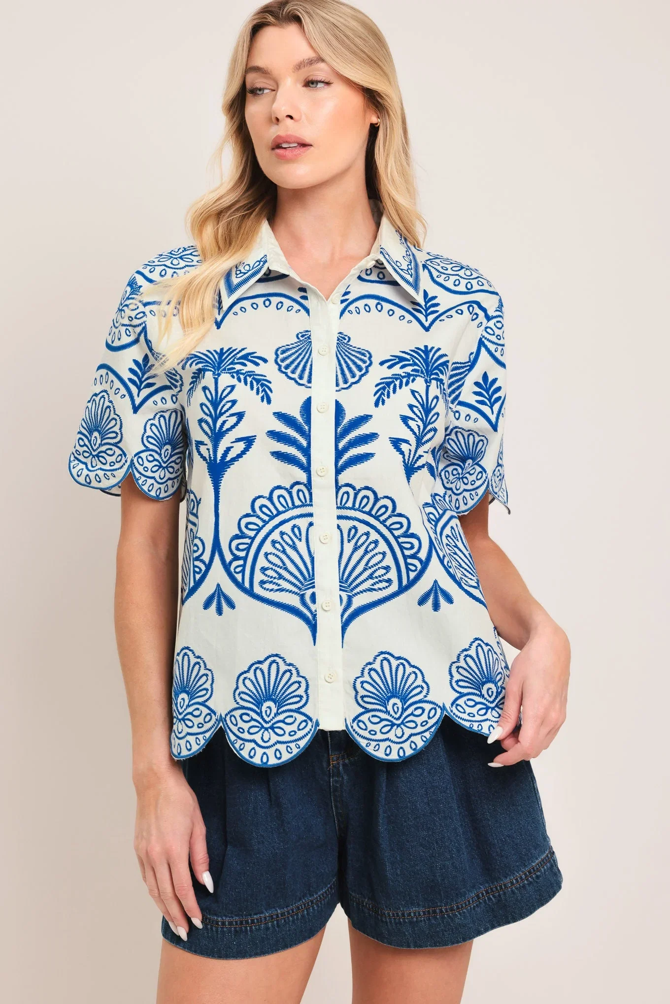 Image of Coastline Palm Woven Top