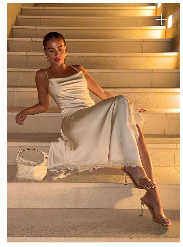 Cleosa Asymmetrical Midi Dress — Ivory