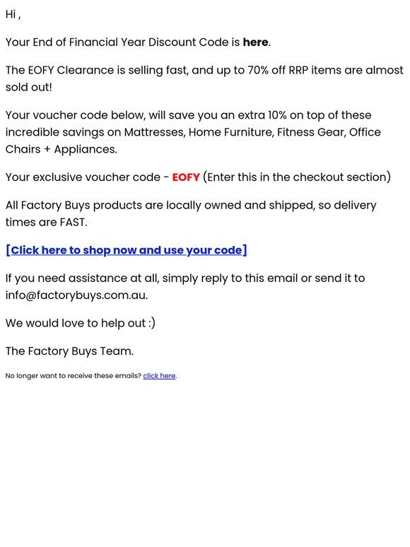 [Alert] Your EOFY Discount Code is here now