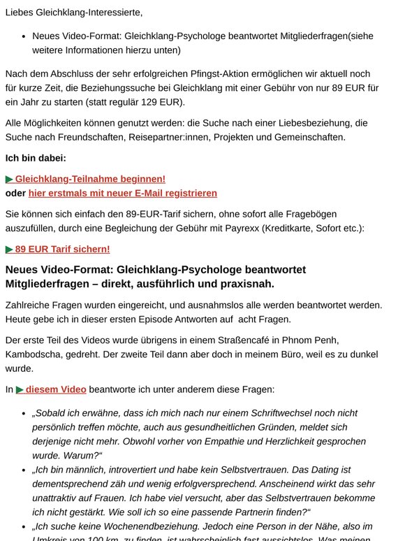 Neues Videoformat: Gleichklang-Psychologe beantwortet Mitgliederfragen