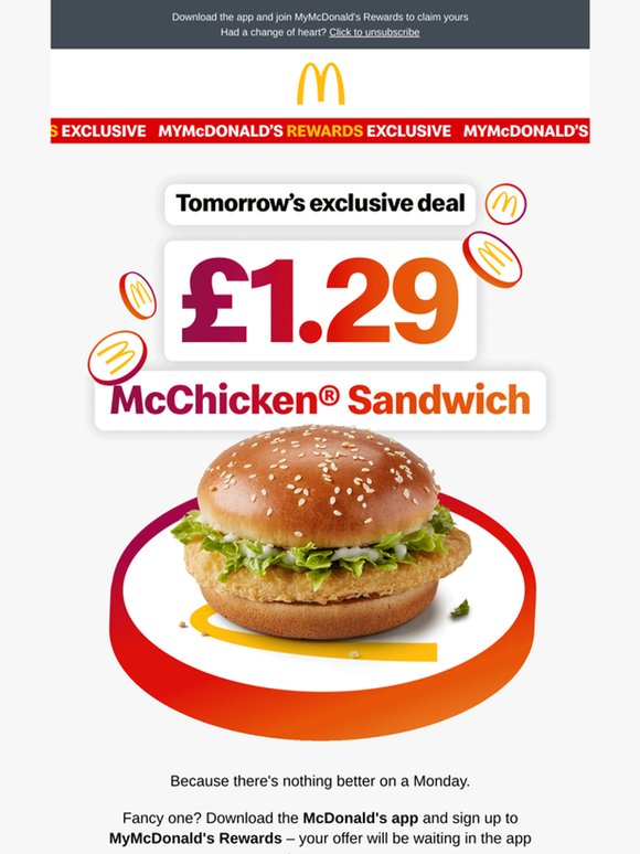 £1.29 for a McChicken® Sandwich….? 😮