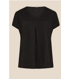 EVANS Curve Black Pleat Front Swing Top