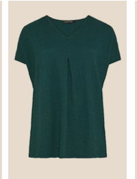 EVANS Curve Teal Green Pleat Front Swing Top