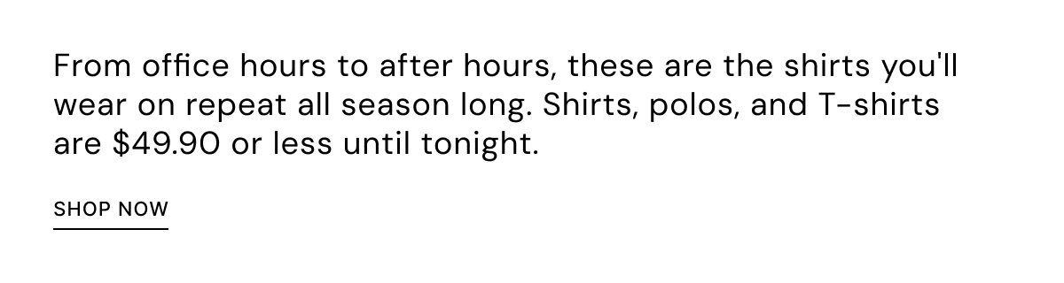 Shirts, Polos & T-Shirts $49.90 or less
