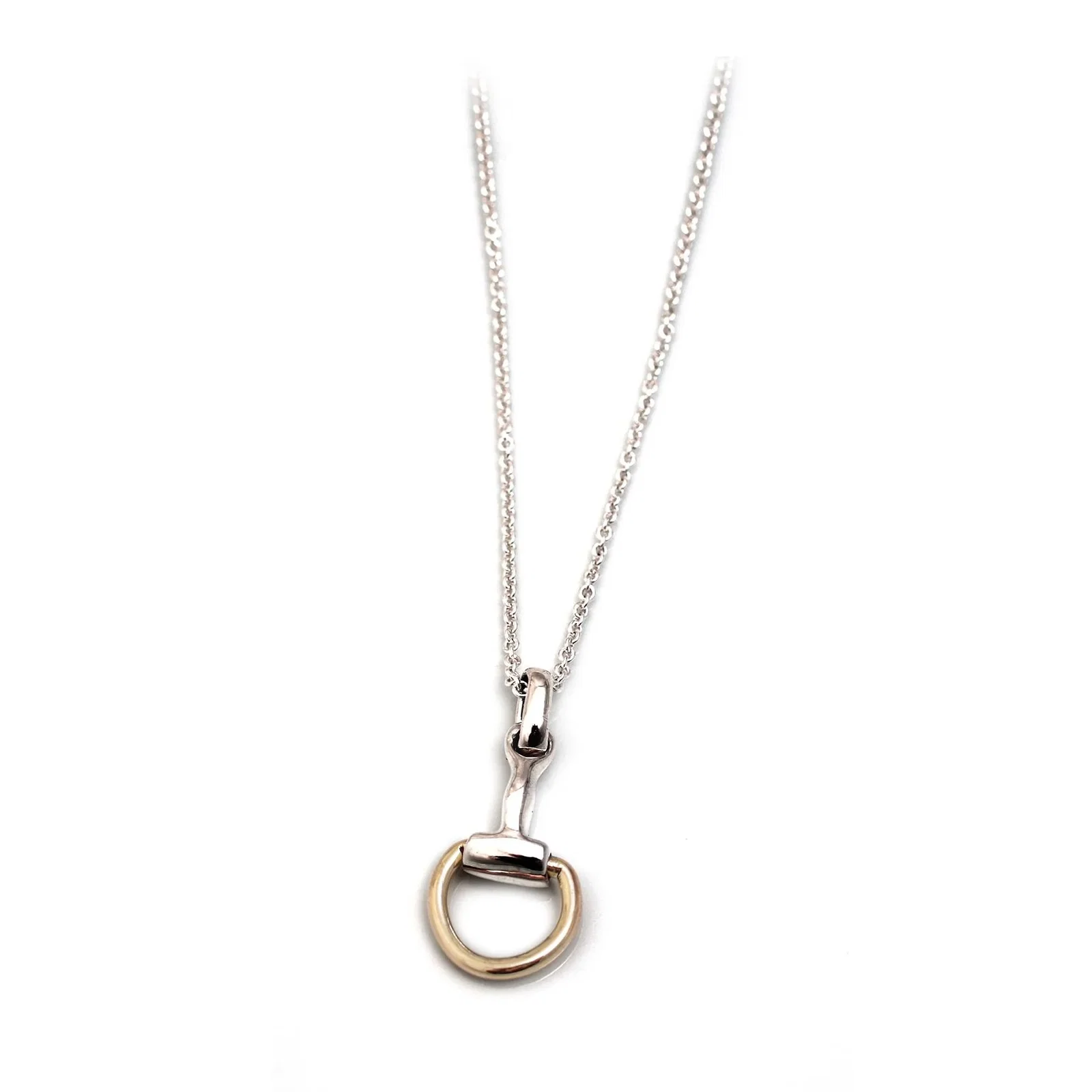Image of Sterling Silver & Two Tone Snaffle Pendant on Fine Trace Chain