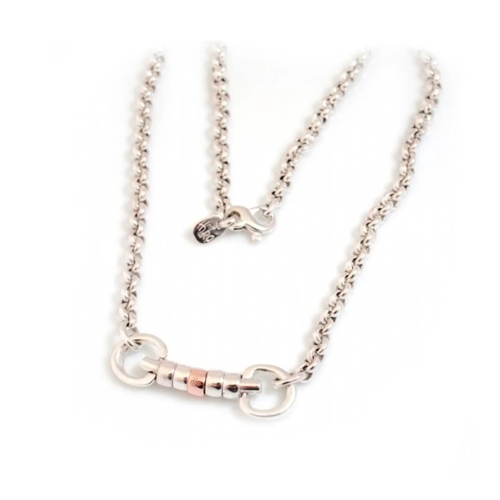 Image of Exclusive Sterling Silver & 9ct Gold Classic Cherry Roller Snaffle Fob Necklace