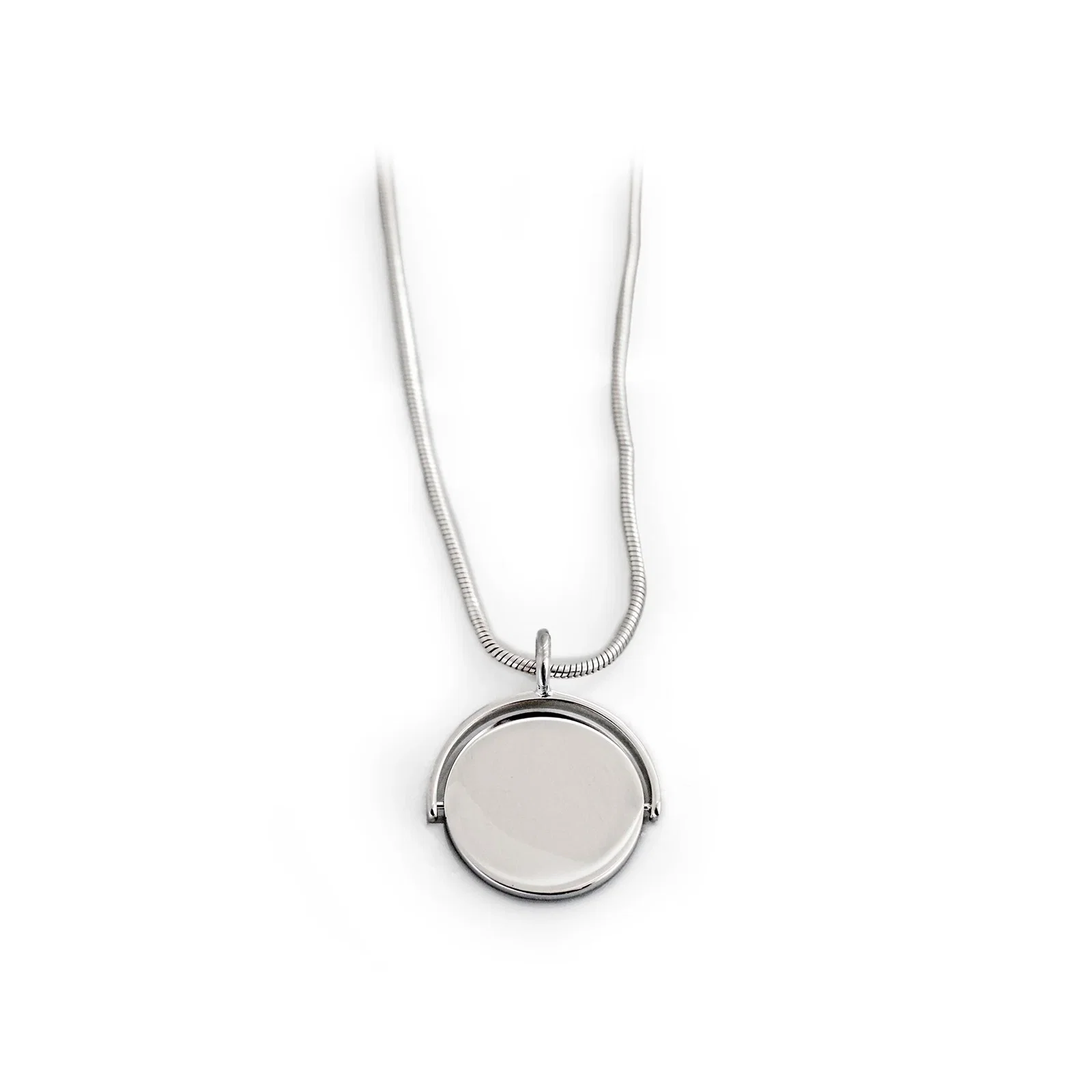 Image of Exclusive Sterling Silver Spinner Pendant With Engravable Disc