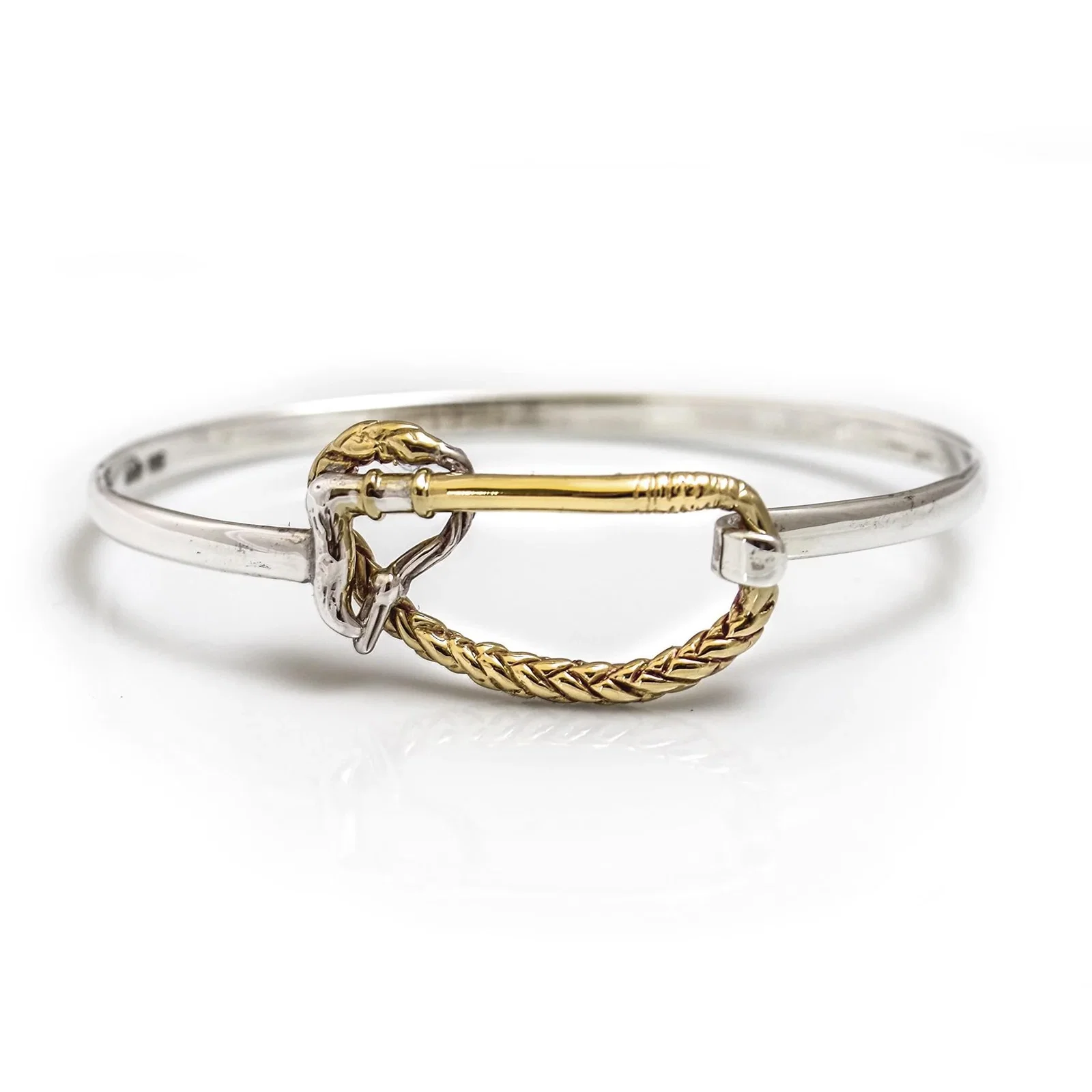Image of Exclusive Sterling Silver & 18ct Yellow Gold Plate Whip Bangle