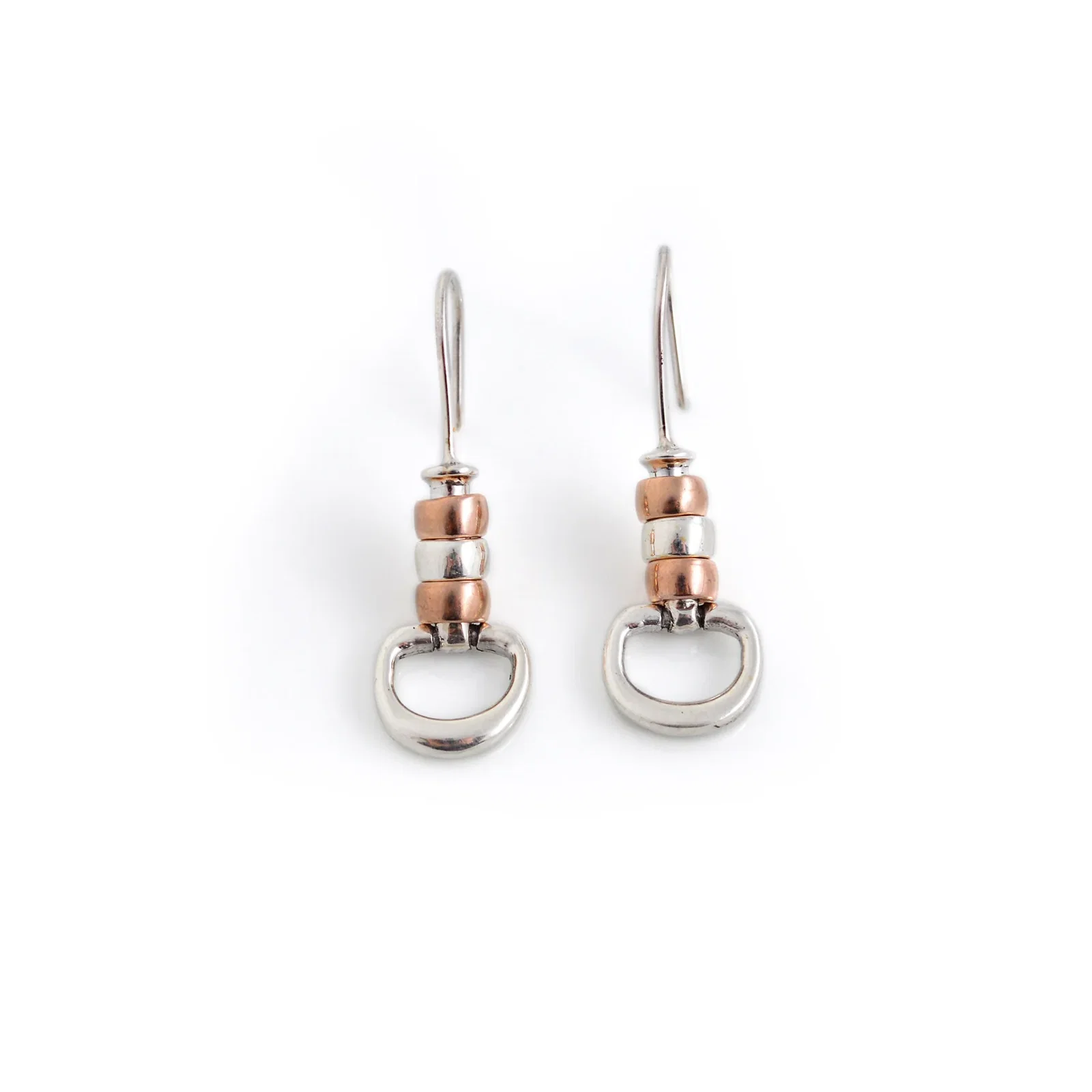 Image of Exclusive Sterling Silver & 18ct Rose Gold Plate Cherry Roller Snaffle Earrings