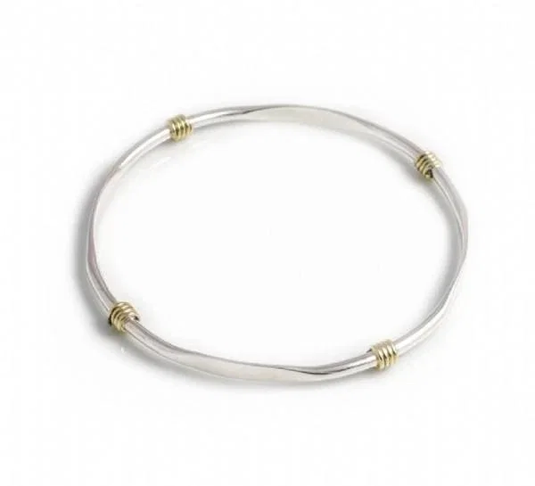 Image of Sterling Silver & Two Tone Flat Edged Bangle