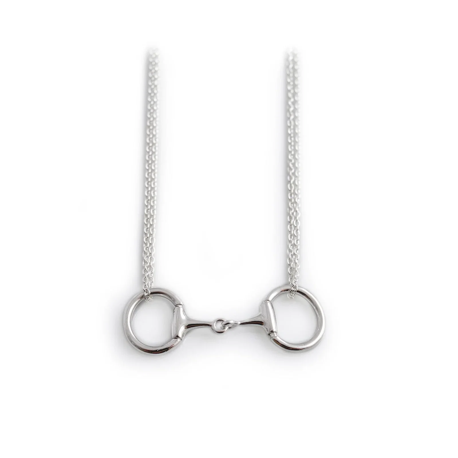 Image of Sterling Silver Dinky Double Chained Snaffle Necklace