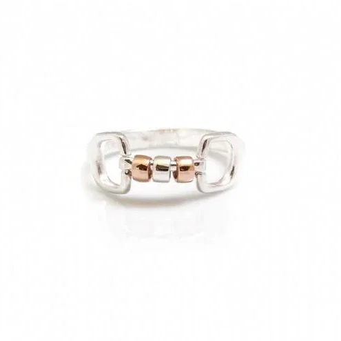 Image of Exclusive Sterling Silver & Solid 9ct Rose Gold Cherry Roller Snaffle Ring