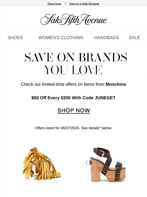 Enjoy limited-time savings on Moschino items you'll love.