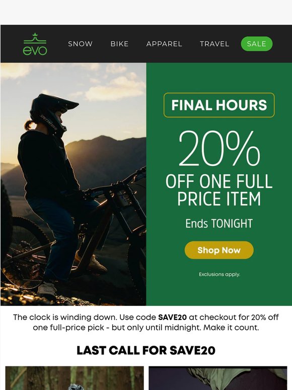 Final Hours - 20% Off One Full-Price Item ⏳