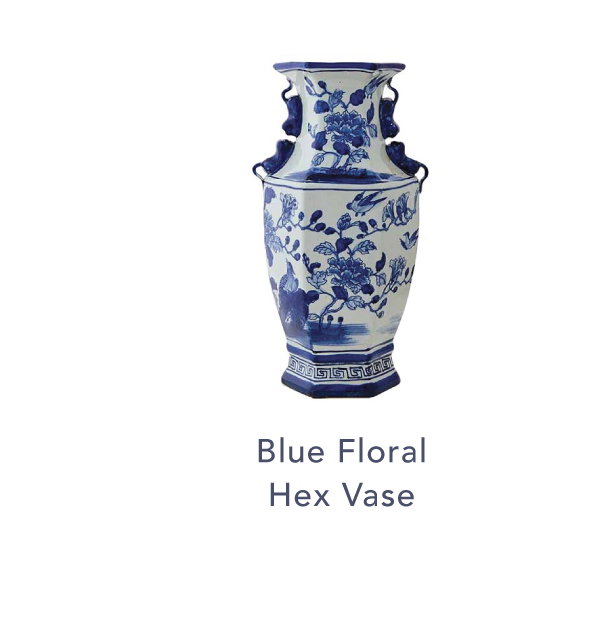 Blue Floral Hex Vase
