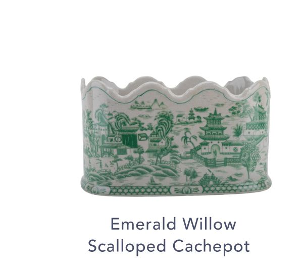 Emerald Willow Scalloped Cachepot