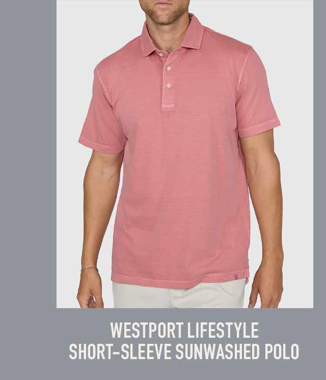 Westport Lifestyle Short-Sleeve Sunwashed Polo in pink