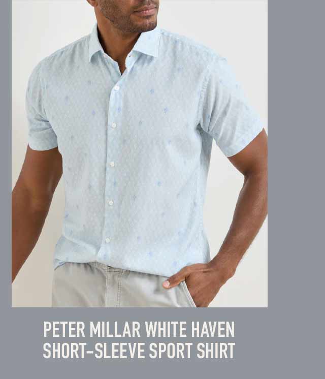 Peter Millar White Haven Short-Sleeve Sport Shirt in light blue