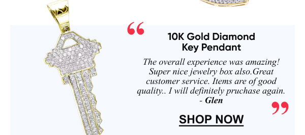 Real 10k Gold Diamond Key Pendant For Men by Luxurman 0.65ct