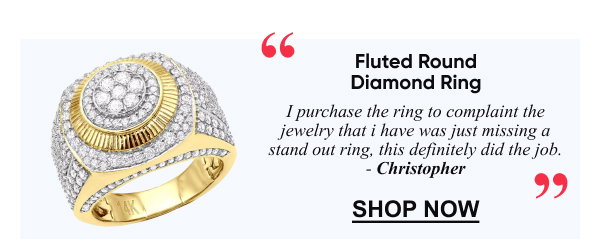 Fluted Large Round Diamond Ring for Men in 10K or 14K Gold Pinky Ring 3.5ct