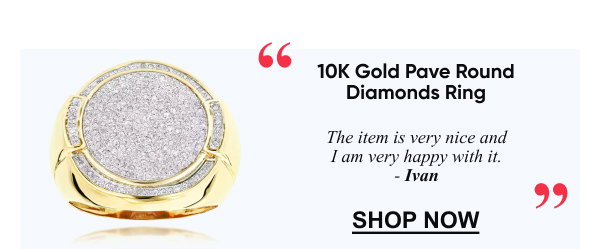 10K Gold Pave Round Diamonds Ring For Men 0.7ct