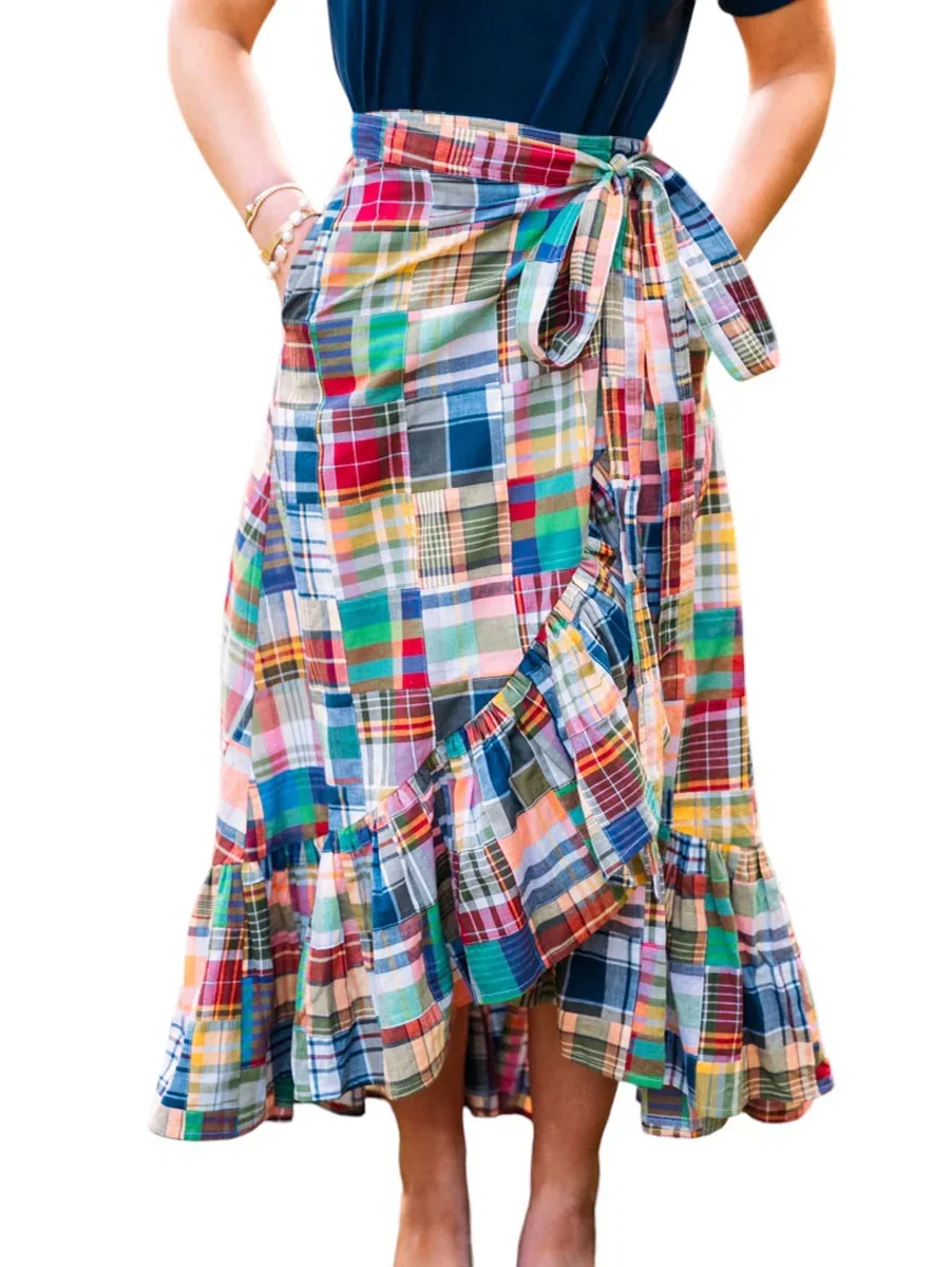 Image of Montauk Patchwork Madras Skirt