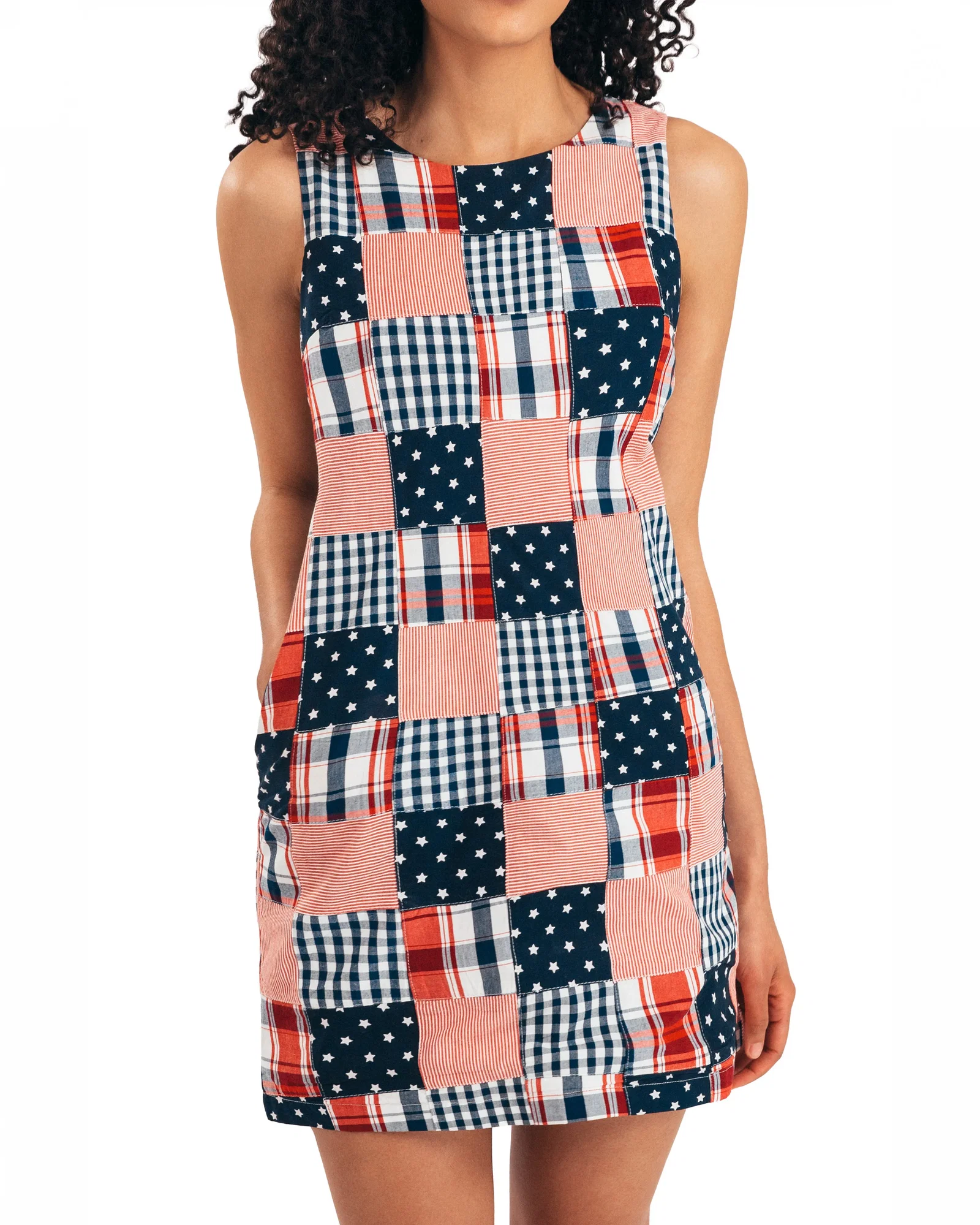 Image of Americana Patchwork Madras Shift Dress