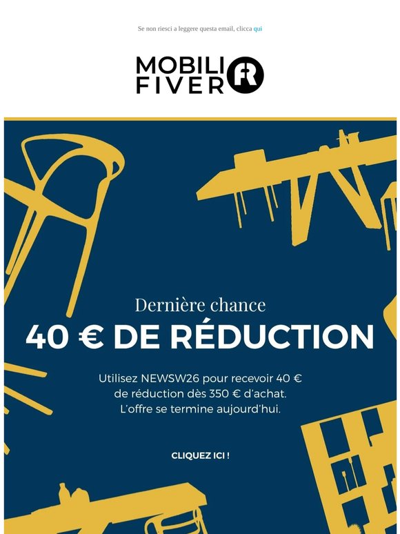 Dernières heures : 40 € de réduction avec NEWSW26