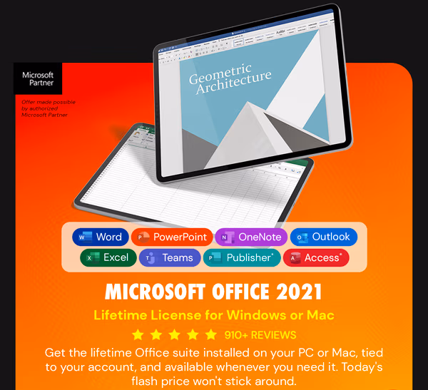 Microsoft Office 2021 for Windows or Mac: Lifetime License