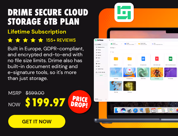 Drime Secure Cloud Storage: Lifetime Subscription (Advanced Plan/6TB)
