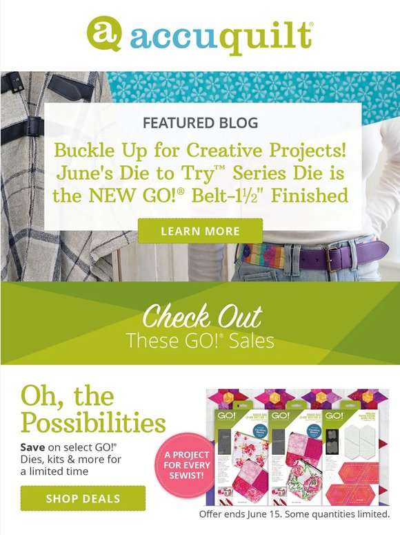 Weekly Newsletter: GO! Belt Die — Sew Fabric Belts, Bag Closures & Wearable Accessories