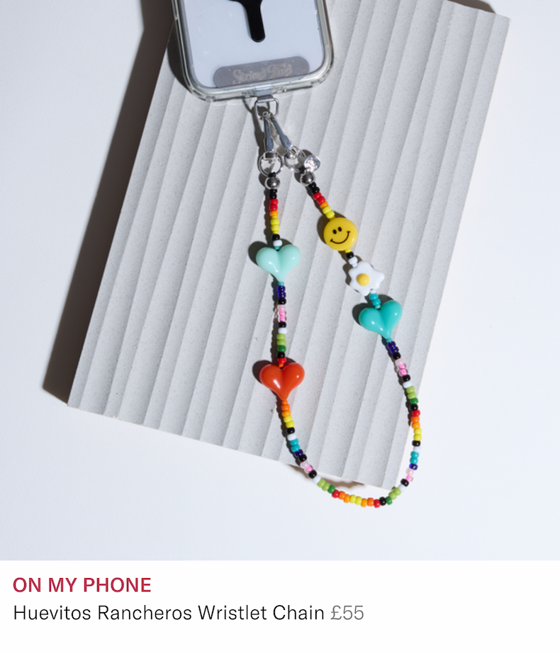 image of huevitos rancheros phone chain styled on phone