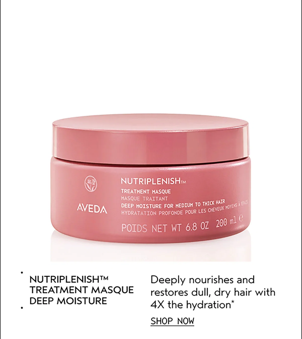 NUTRIPLENISH™ TREATMENT MASQUE DEEP MOISTURE | Deeply nourishes and restores dull, dry hair with 4X the hydration* | SHOP NOW