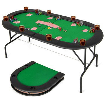 Costway 8-Player Poker Table: Smooth Felt Surface & Cup Holders