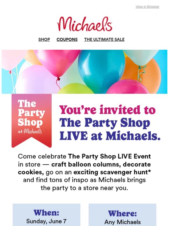 Come in TODAY! You’re invited to party at the one-stop-party-shop 🥳 🎉