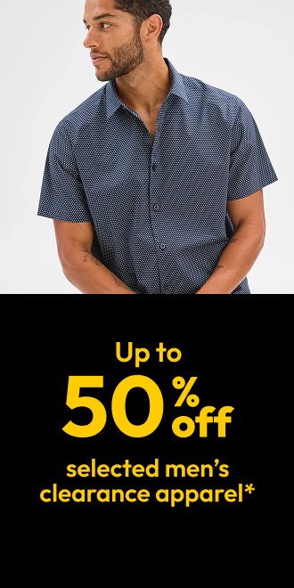 Up to 50% off selected men’s clearance apparel*